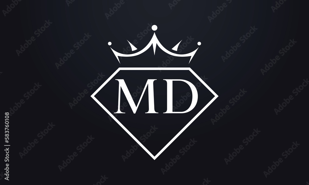 Diamond crown vector. Luxury queen logo for jewelry vector with letters	