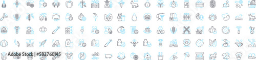 Eco farm vector line icons set. Ecofarm, Sustainable, Agriculture, Green, Organic, Natural, Crops illustration outline concept symbols and signs