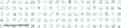 Eco agriculture vector line icons set. Organic, Sustainable, Renewable, Biodynamic, Landscaping, Regenerative, Conservation illustration outline concept symbols and signs