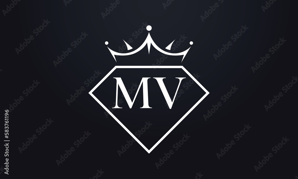Diamond crown vector. Luxury queen logo for jewelry vector with letters	