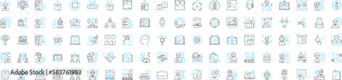 Content management system vector line icons set. CMS, Content, Management, System, Creation, Publishing, Storage illustration outline concept symbols and signs