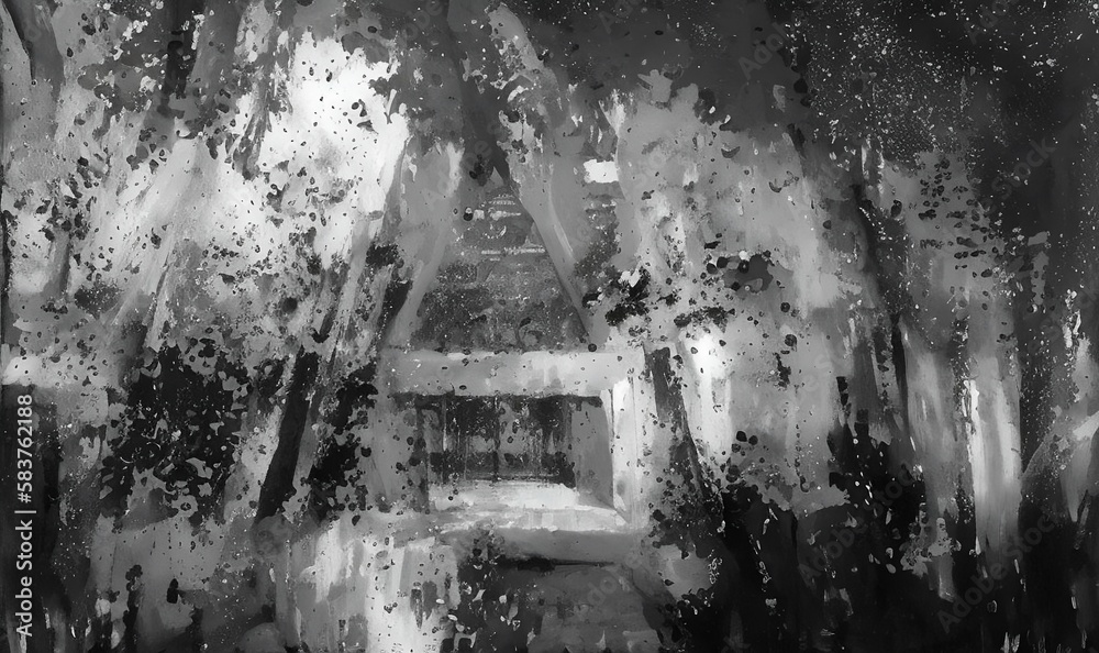 Fototapeta premium Black and White art, painting, Generative AI