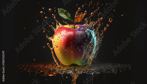 fresh apple fruit with water.Generative AI.