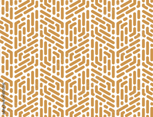 Abstract geometric pattern with stripes  lines. Seamless vector background. White and gold ornament. Simple lattice graphic design