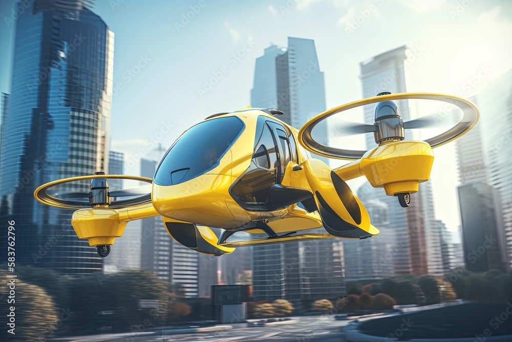 Future of urban air mobility, city air taxi, UAM urban air mobility ...