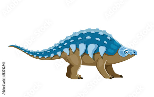 Cartoon Panoplosaurus dinosaur character. Prehistoric monster or reptile, Cretaceous period lizard. Paleontology animal, isolated herbivore armored dinosaur vector comical personage with spikes