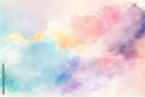 Abstract colorful pastel watercolor digital art background © Daria