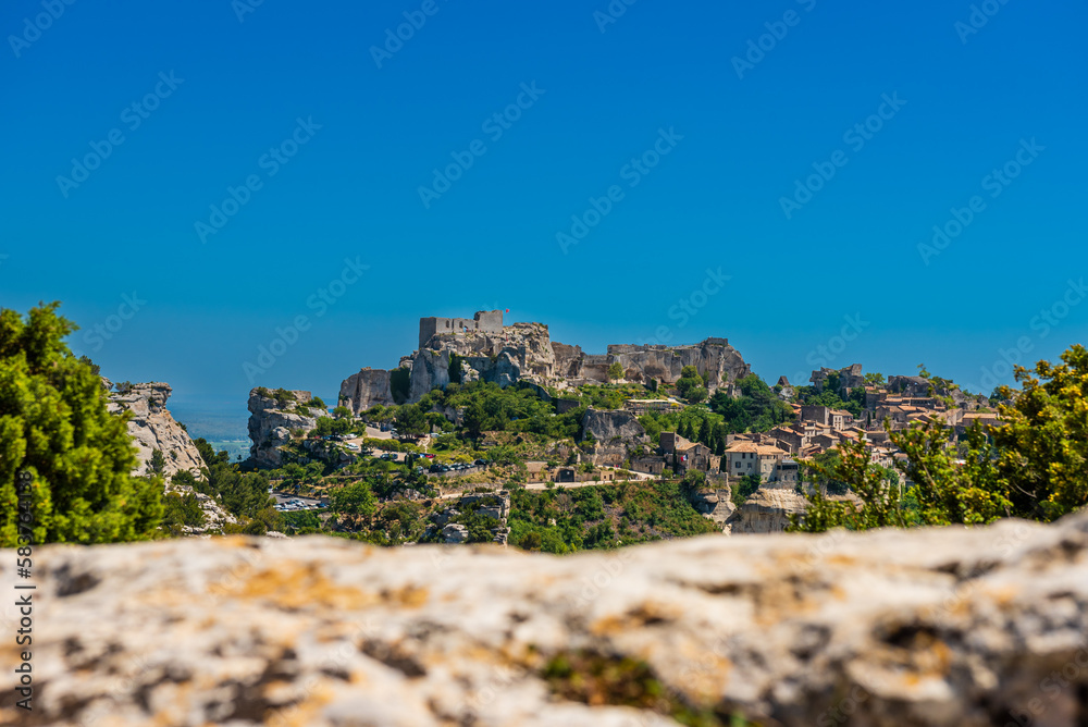 Blick auf Les Baux-de-Provence, Frankreich