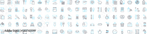 Sweet shop vector line icons set. Candy, Confectionery, Chocolates, Sweets, Bakery, Treats, Candies illustration outline concept symbols and signs