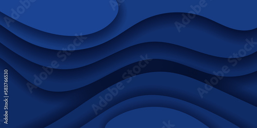 abstract dark blue paper and overlap wave curve line dimension modern website banner design vector background