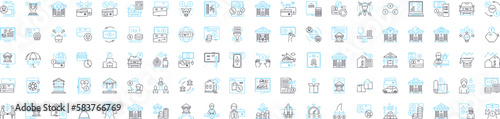 Financial reporting and auditing vector line icons set. Auditing, Finance, Reporting, Financial, Statements, Records, Analysis illustration outline concept symbols and signs
