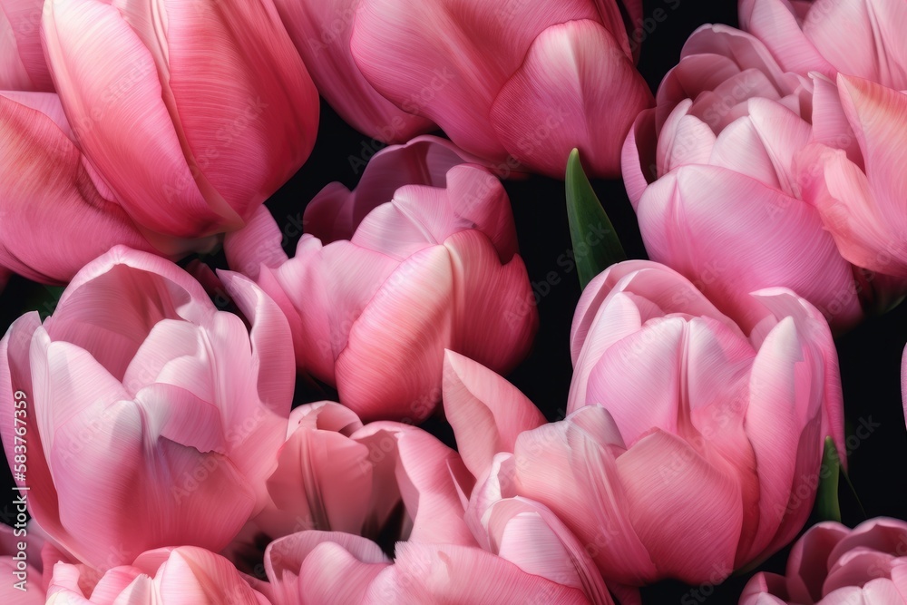 Fototapeta premium Spring Pink, Purple, Magenta, White Tulip Tulips Flower Flowers Seamless Repeating Repeatable Texture Pattern Tiled Tessellation Background Image