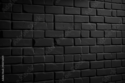 Black brick wall, dark background, a close-up of a black brick wall, Generative AI