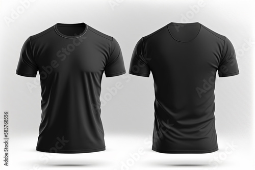 A black t - shirt mock up on a white background, Generative AI