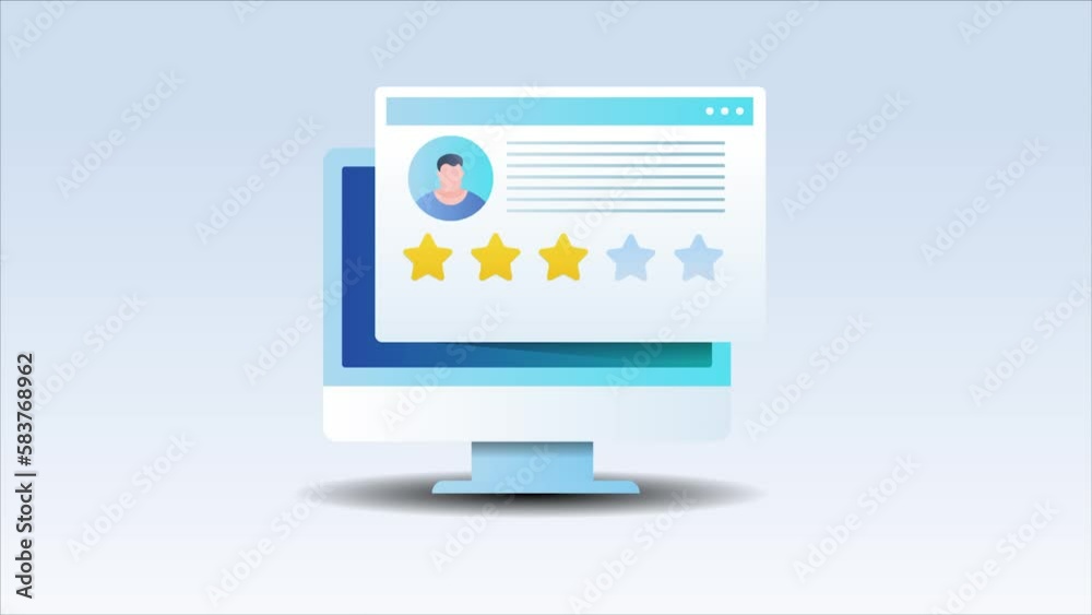 Person hand giving five star rating online web page, customer feedback experience survey concept. Video animation. Person hand giving five star rating online web page, customer feedback experience survey concept. Video animation.