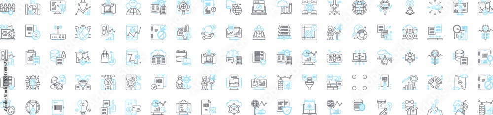 Business valuation vector line icons set. Valuation, Business, Analysis, Asset, Price, Market, Equity illustration outline concept symbols and signs