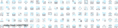 Online banking vector line icons set. Online, Banking, E-banking, Internet, Banking, Digital, Banking illustration outline concept symbols and signs