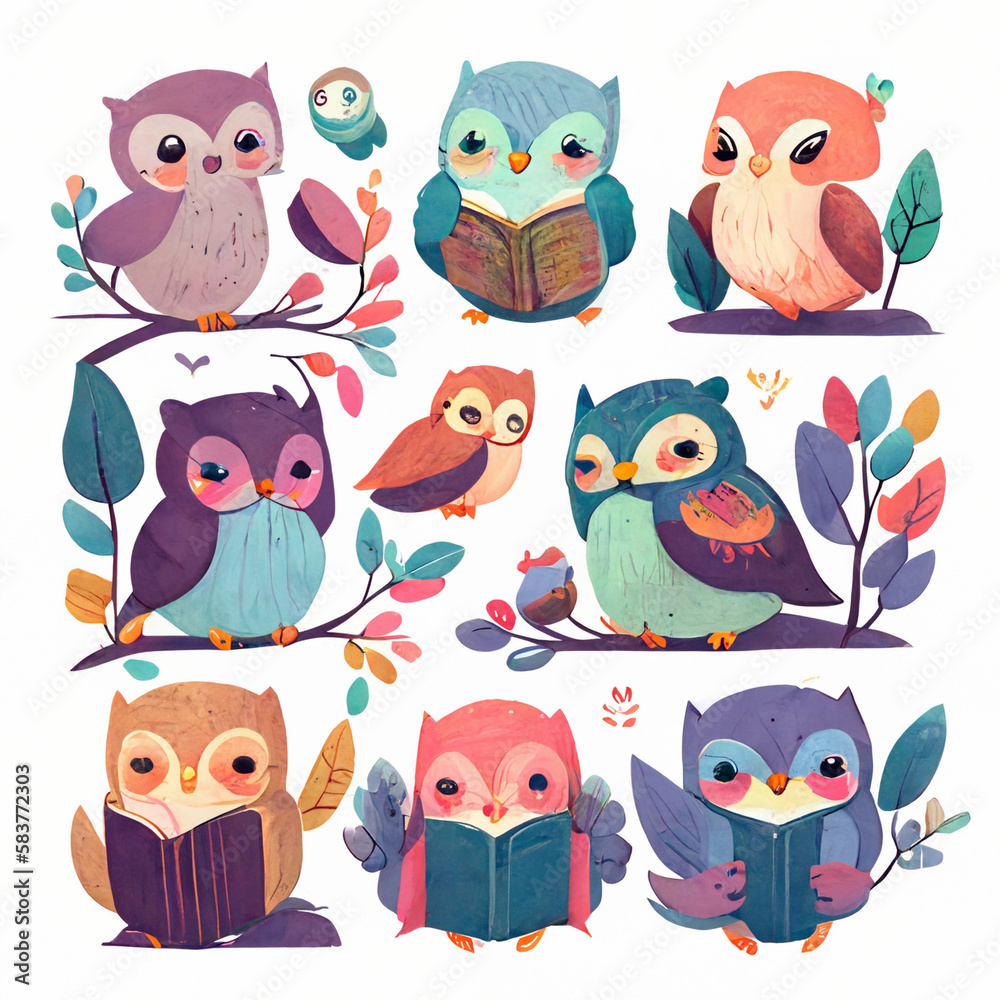 Owl reading book