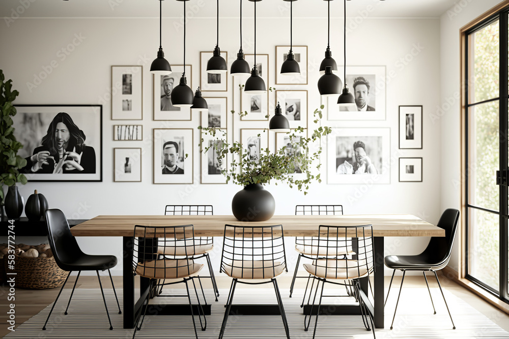 Fototapeta premium dining room empty, luxury dining room, dining table, elegant dining room, home, furniture, interior, empty room, bed room, bedroom, decor room in videos, setting generative ai tool