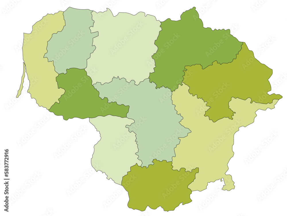 Highly detailed editable political map with separated layers. Lithuania.