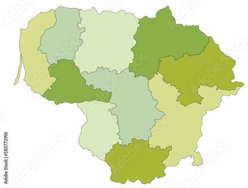 Highly detailed editable political map with separated layers. Lithuania.