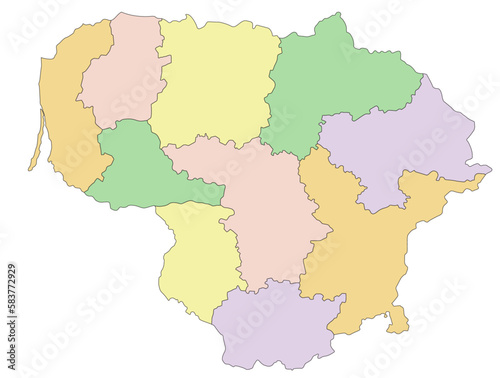 Lithuania - Highly detailed editable political map.