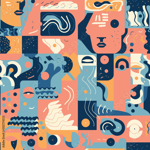 Fascinating Human Mind - Abstract Mindset Seamless Pattern