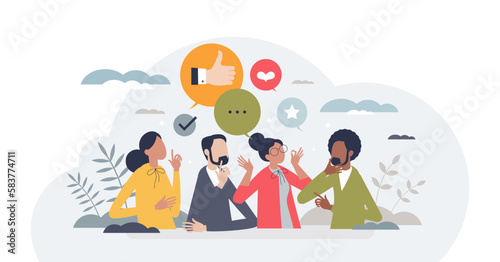 Soft skills as positive teamwork communication ability tiny person concept  transparent background. Partnership and collaboration for business project with empathy.