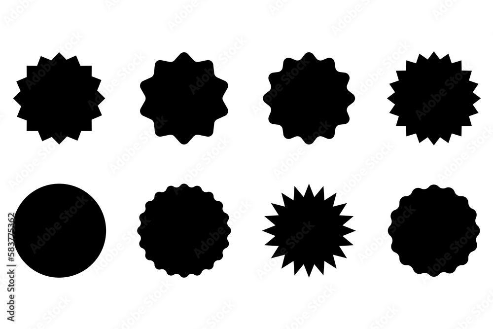 Price sticker collection, sale or discount sticker icons, sunburst badges vector flat icon