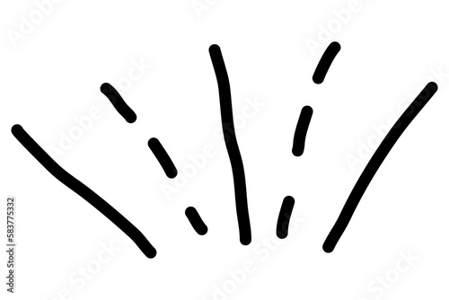Hand draw doodle, lines showing concentrated lines, awareness, sun rays, surprises. Vector illustration