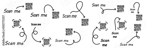 Scan me vector icon with QR code. Qrcode tempate for mobile app. Vector illustration