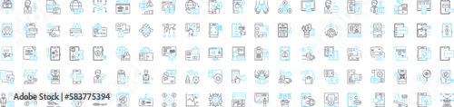 Budgeting and financial planning vector line icons set. Budget, Income, Expenses, Saving, Investing, Retirement, Debt illustration outline concept symbols and signs