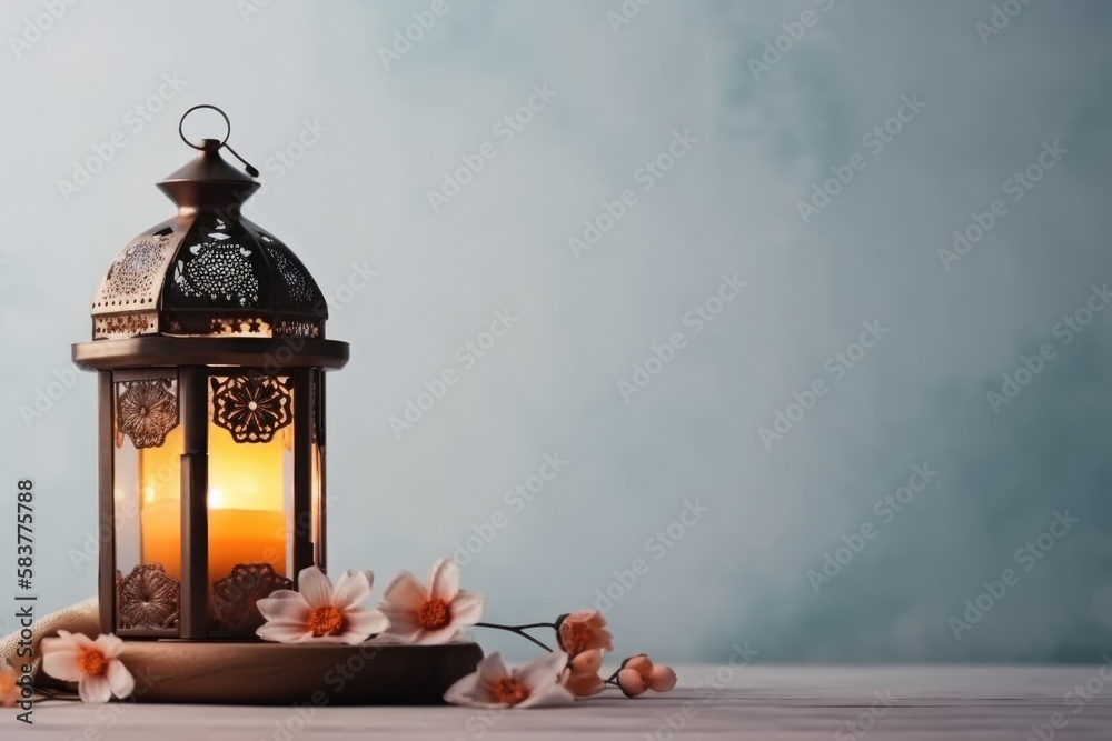 A lantern with flowers on it Generative AI
