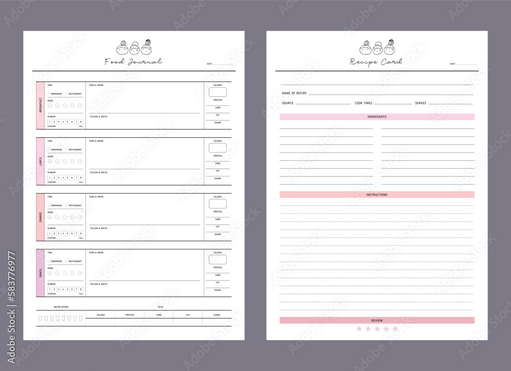 (Smile Bean) 2 set Food planner Journal and recipe. (Smile Bean) 2 set Food planner Journal and recipe.
