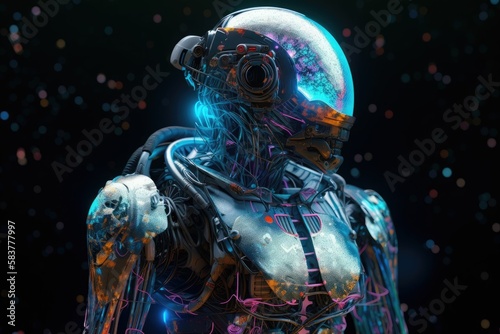 A futuristic robot with advanced technology. Generative AI.