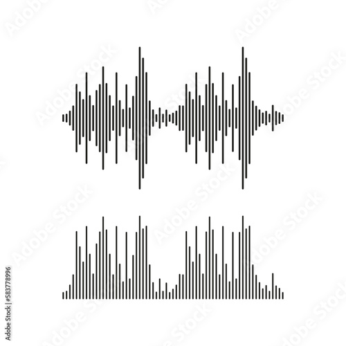 black sound wave. Music track sound wave. Vector illustration.