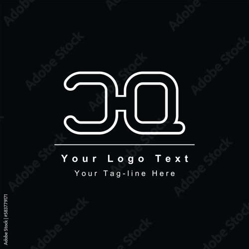 letter CQ or QC logo design line art