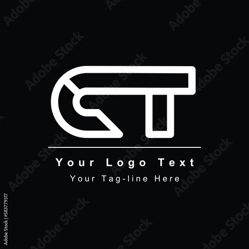 Premium Initial Letter CT logo design. Trendy awesome artistic black and white color CT TC initial based Alphabet icon logo