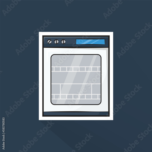 Illustration of Dishwasher in Flat Design