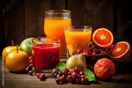 Ai generated fresh healthy juice. 