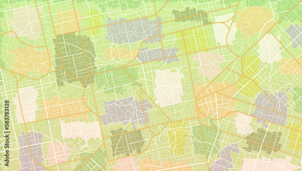 Detailed vector map poster of city, GPS tracking map. Street roads and location, vector background. Garish vector illustration of roadmap. Fragments of town.