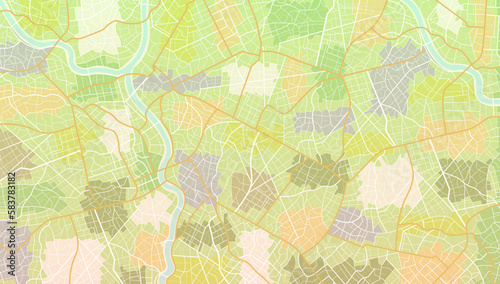Detailed vector map poster of city  GPS tracking map. Street roads and location  vector background. Garish vector illustration of roadmap. Fragments of town.