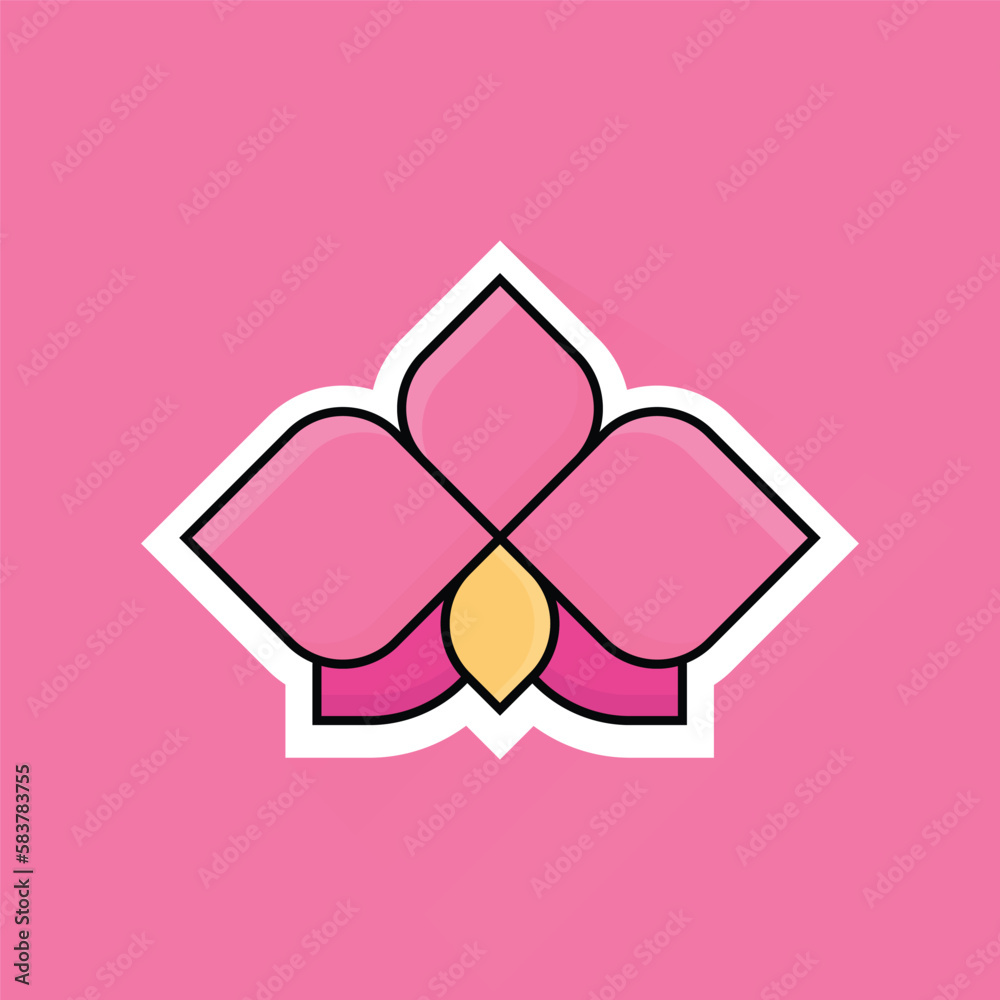 Illustration of Orchid Flower in Flat Design