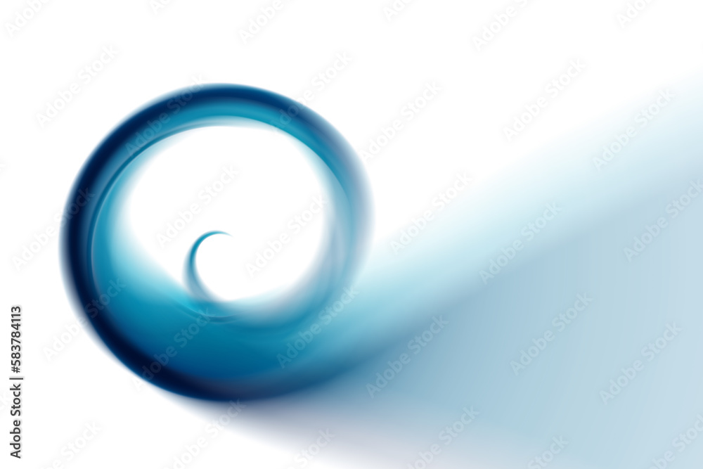 Abstract blurred turquoise blue spiral shape on isolated white background with copy space. Illustration concept for graphic design, banner, web site, poster or wallpaper.