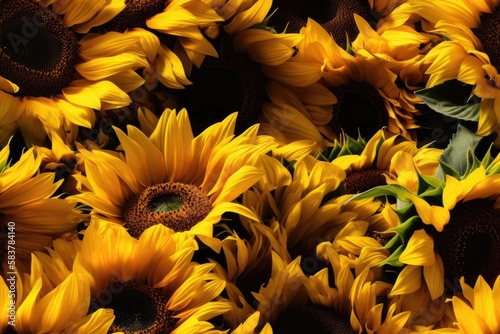 Sunflower Sunflowers Flower Flowers Seamless Repeating Repeatable Texture Pattern Tiled Tessellation Background Image © DigitalFury