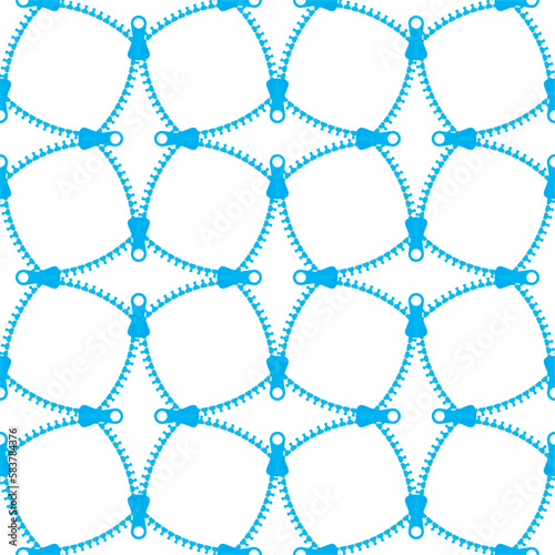 Vector seamless texture unzipped zipper. Isolated on white background.