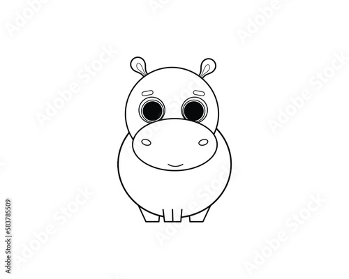 Hippopotamus vector isolated outline icon. Hippopotamus animal vector icon. Hippopotamus icon 