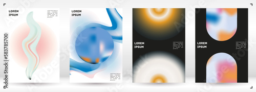 Futuristic  Fluid Gradient Vector Cover. Holographic Abstract Background Poster Design Template. Minimal Neon Design Concept for Your Business Card, Annual Report, Catalogs, Brochure.