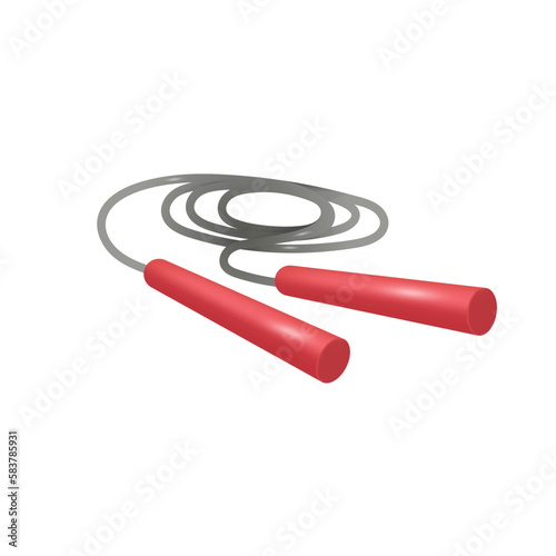 Skipping or jump rope for children or adults 3D illustration. Drawing of equipment for workout in gym or outside in 3D style on white background. Sports, healthy lifestyle, childhood, leisure concept