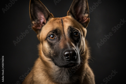 Discover the Intense Loyalty and Fearless Courage of Belgian Malinois Dogs on a Dark Background © ThePixelCraft